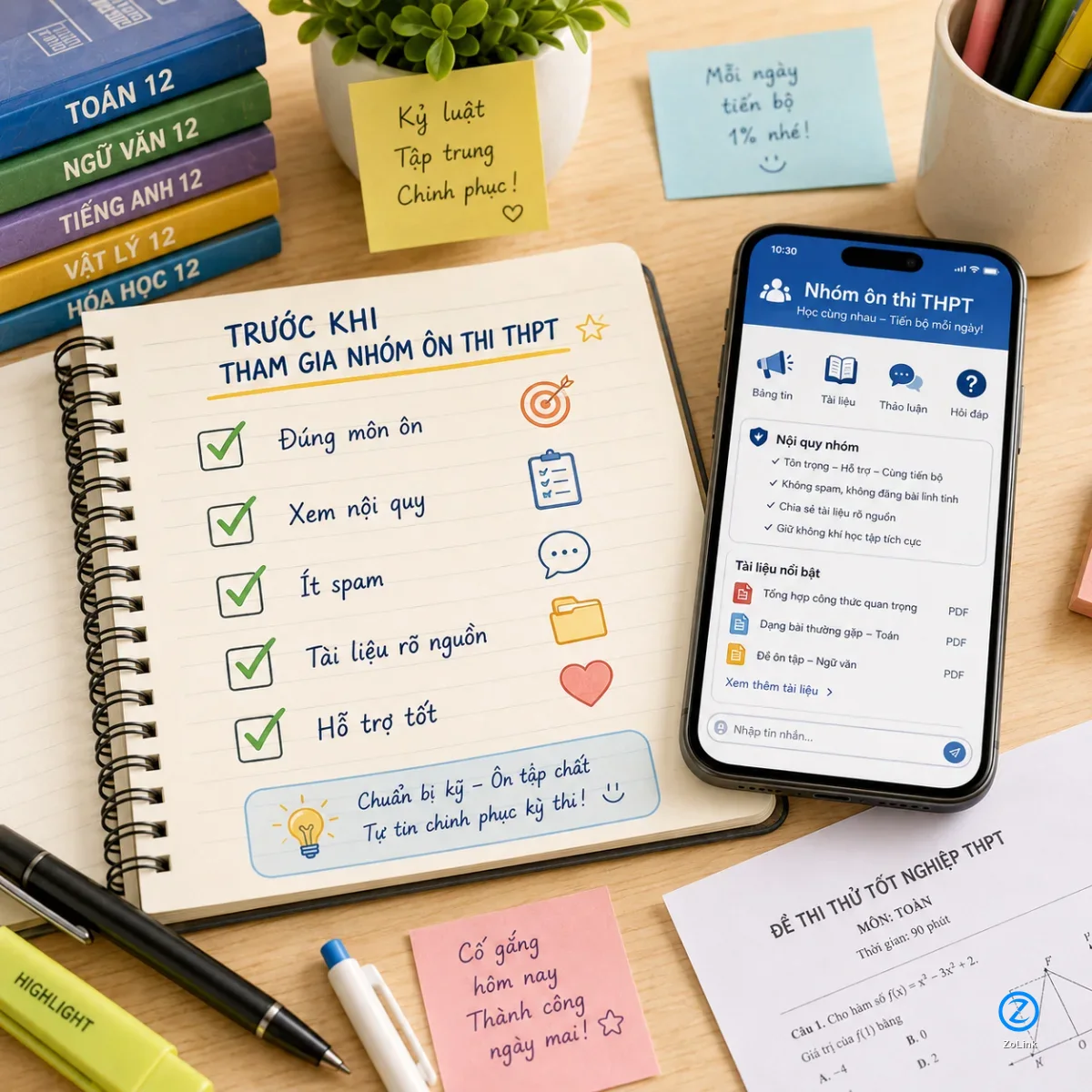 Checklist trước khi tham gia nhóm Zalo ôn thi THPT tháng 6