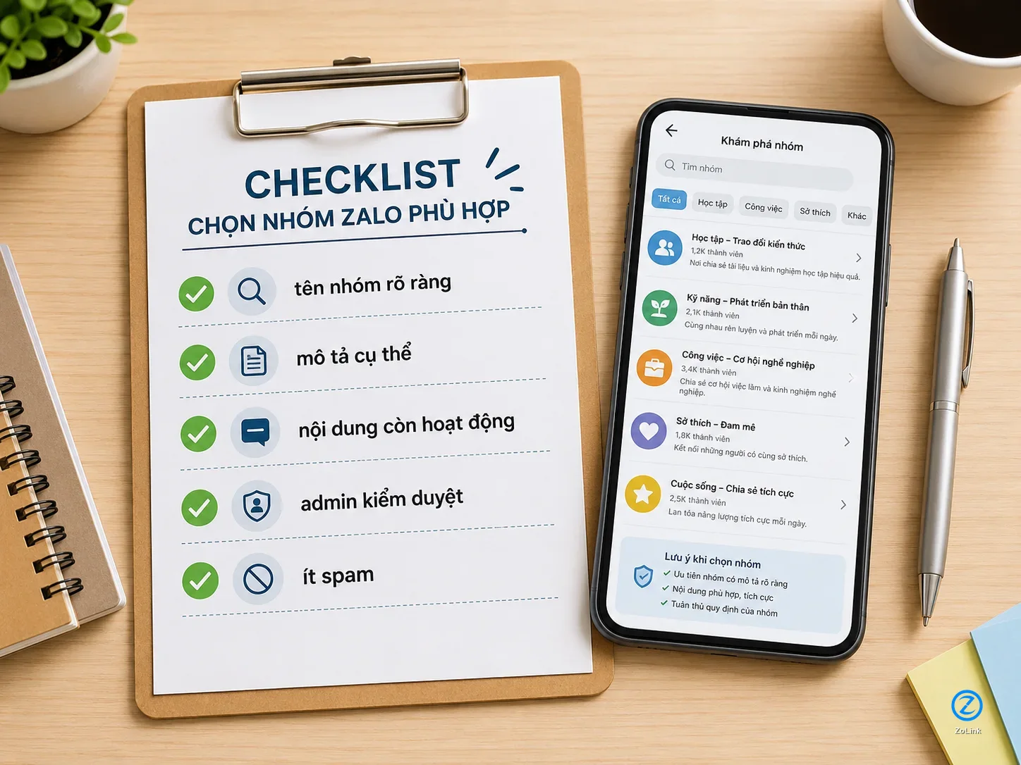 Checklist chọn nhóm Zalo phù hợp trước khi tham gia
