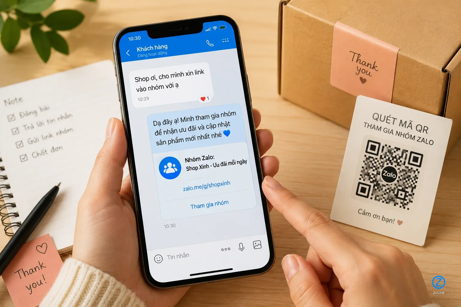 Gửi link nhóm Zalo cho khách bằng đường dẫn dễ đọc trong tin nhắn